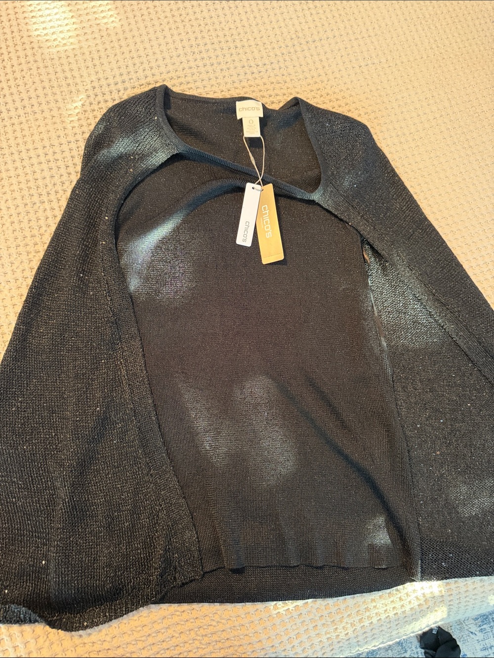 Chico's Sparkle Sleeveless Tank with Attached Cardigan